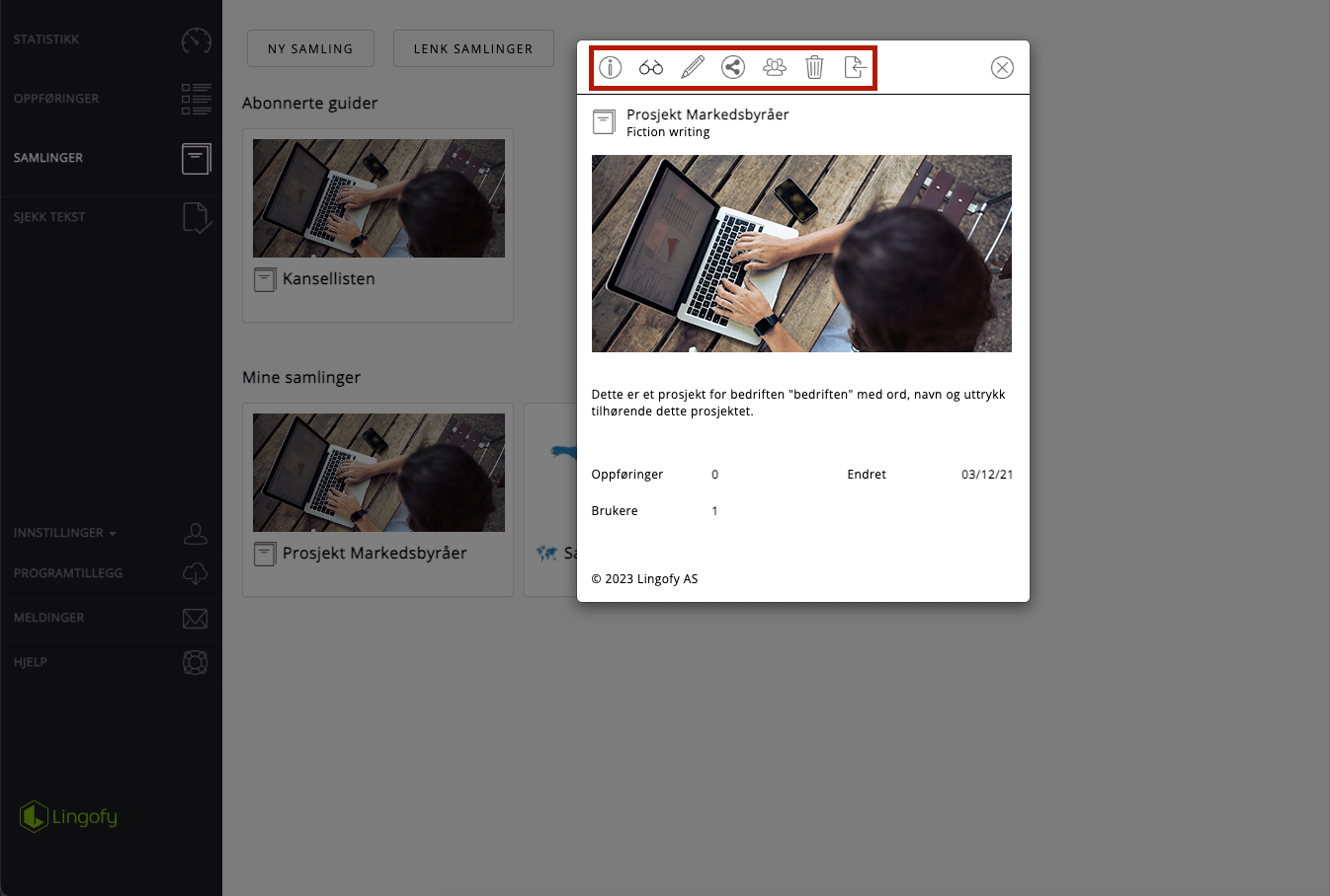 Skjermbilde. Lingofy.