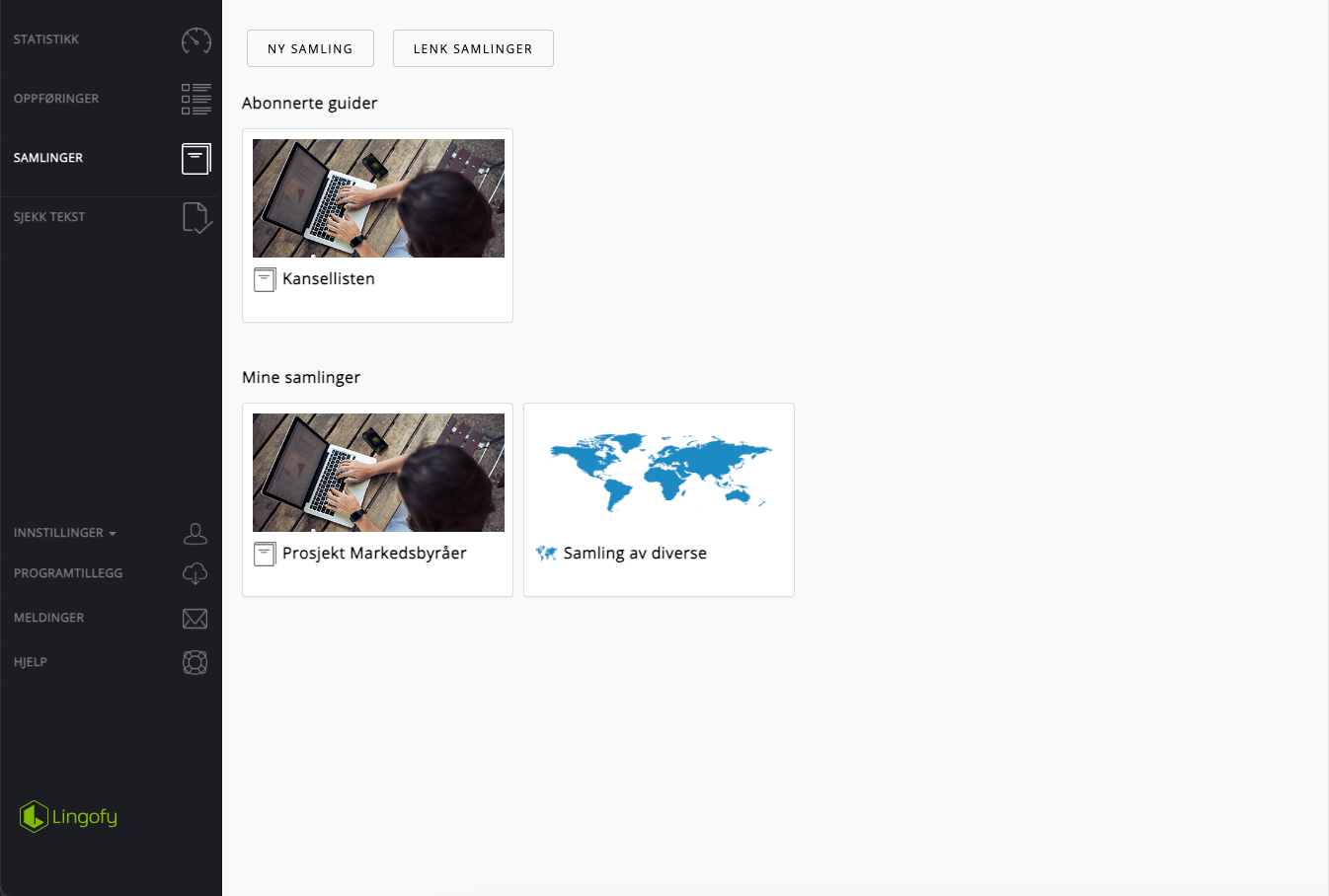 Skjermbilde. Lingofy.